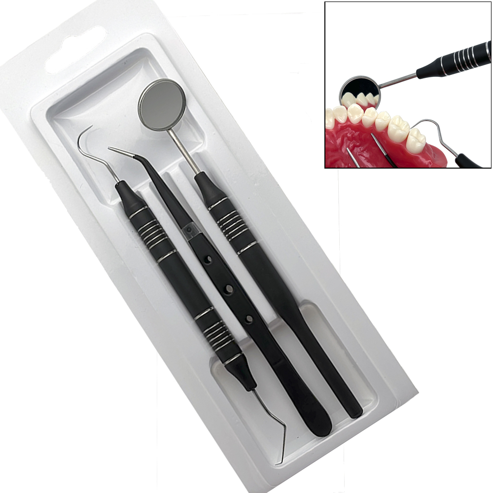Dental Mirror Probe - 歯科用ミラーキット,ステンレス鋼,プローブ,ピンセット,歯科用器具,歯科医の歯のクリーニング,1セットあたり3個