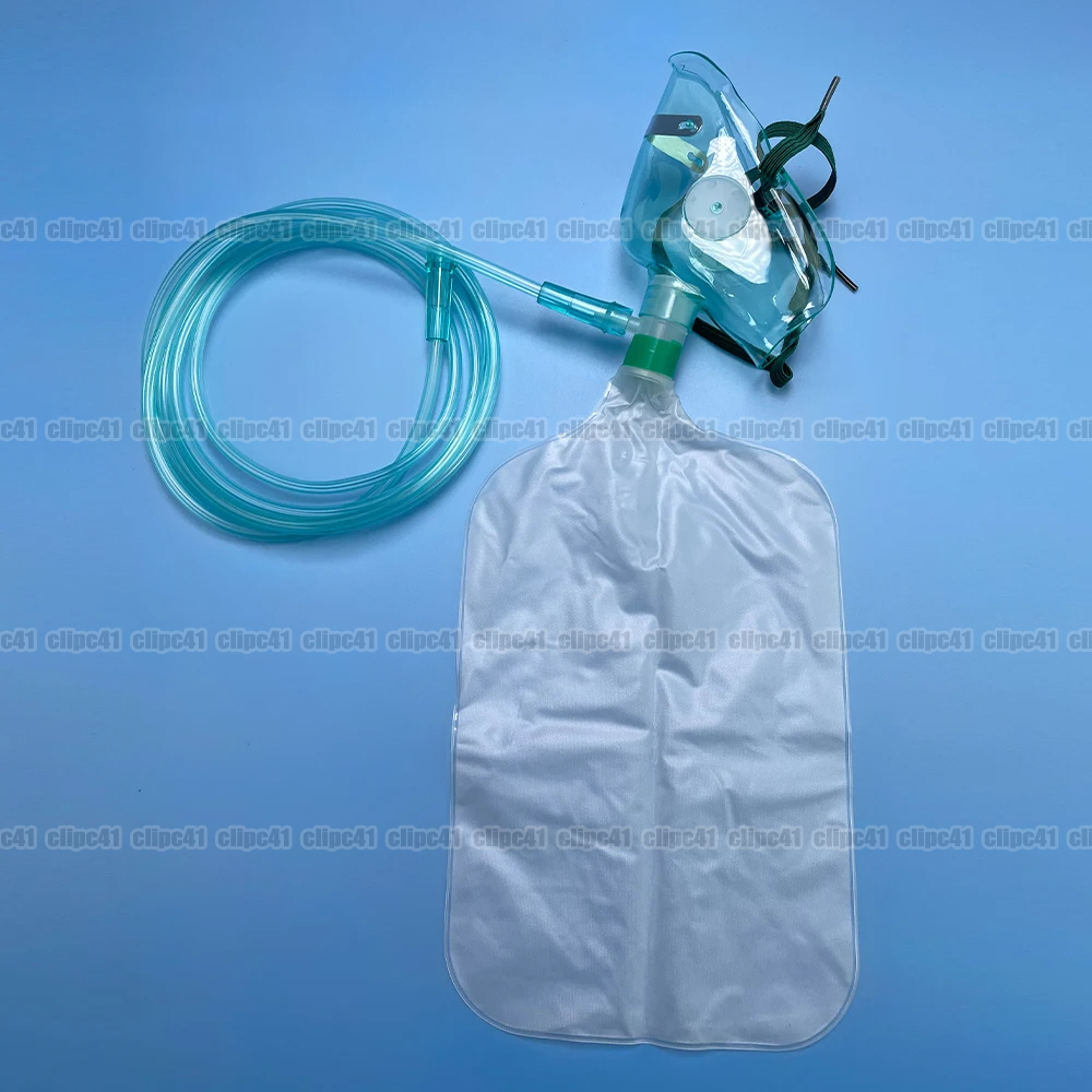 Oxygen Mask Non-Rebreather - 1個入り 大人用高濃度酸素フェイスマスク（チューブ付き） - 使い捨て非再呼吸酸素マスク（弾性リザーバーバッグ付き）