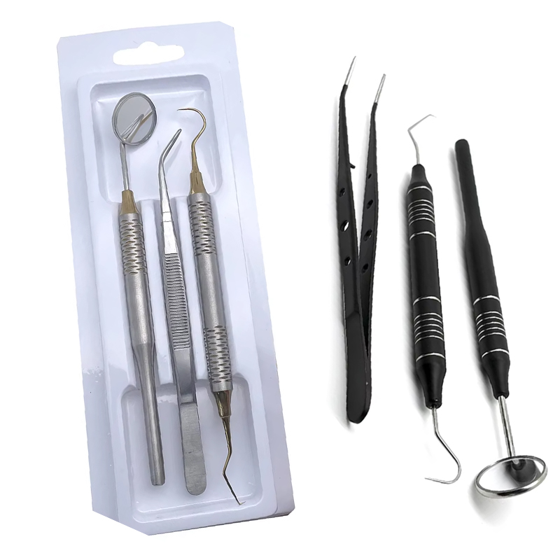 Dental Mirror Probe - 歯科用口ミラー & プローブキット ステンレス鋼歯科ツールセット フックピックピンセット付き 歯科医口腔検査用