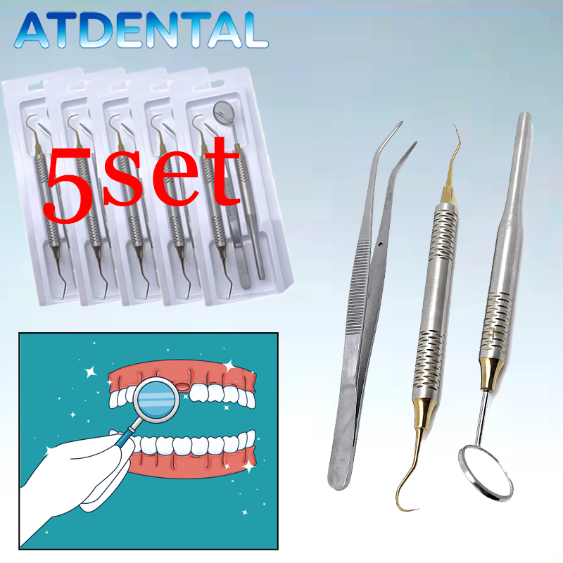 5 セット歯科医ツールセットステンレス鋼歯科ミラープローブピ - Dental Mirror Probe のレビューと価格