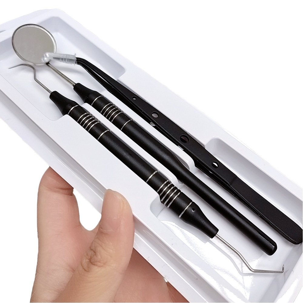 デンタルブラック＆ゴールド3ピースステンレス鋼キット：口腔鏡 - Dental Mirror Probe のレビューと価格