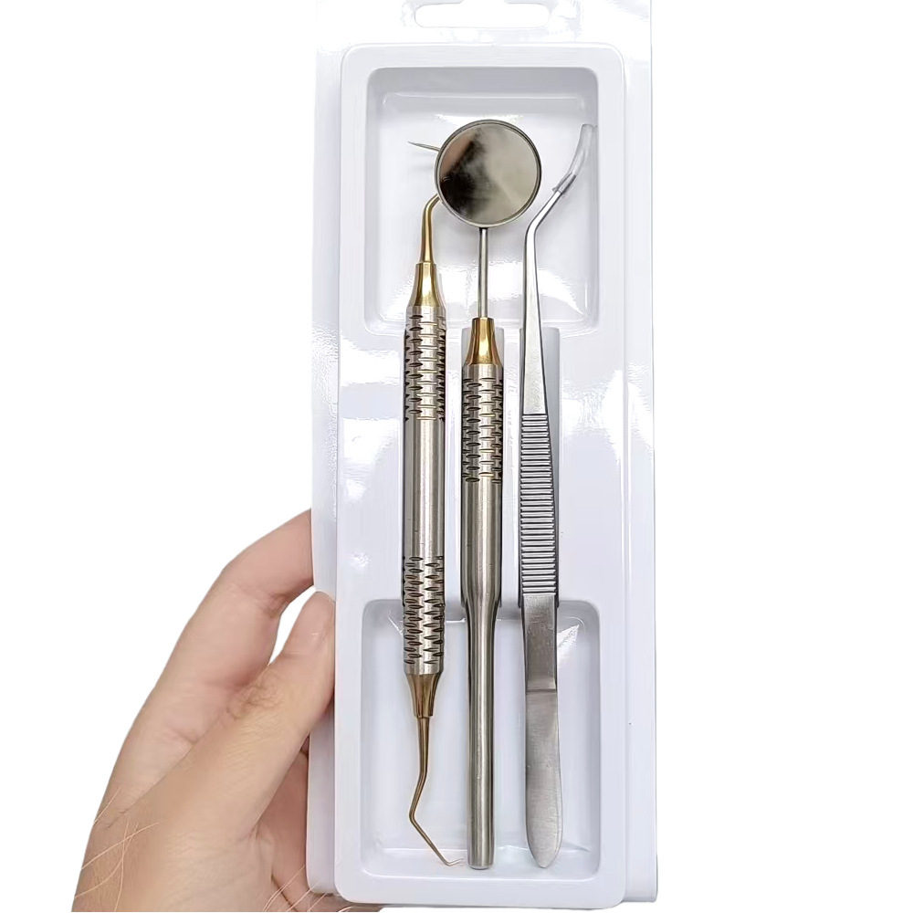 デンタルブラック＆ゴールド3ピースステンレス鋼キット：口腔鏡 - Dental Mirror Probe のレビューと価格