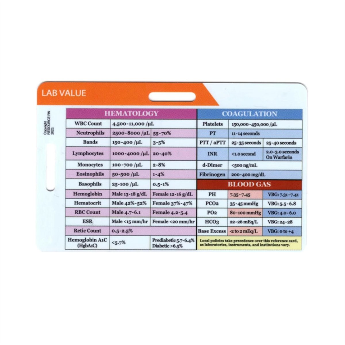 AA77 新品 血液採取のラボ値と順序に関するバッジカード、 - Medical Lab Values のレビューと価格