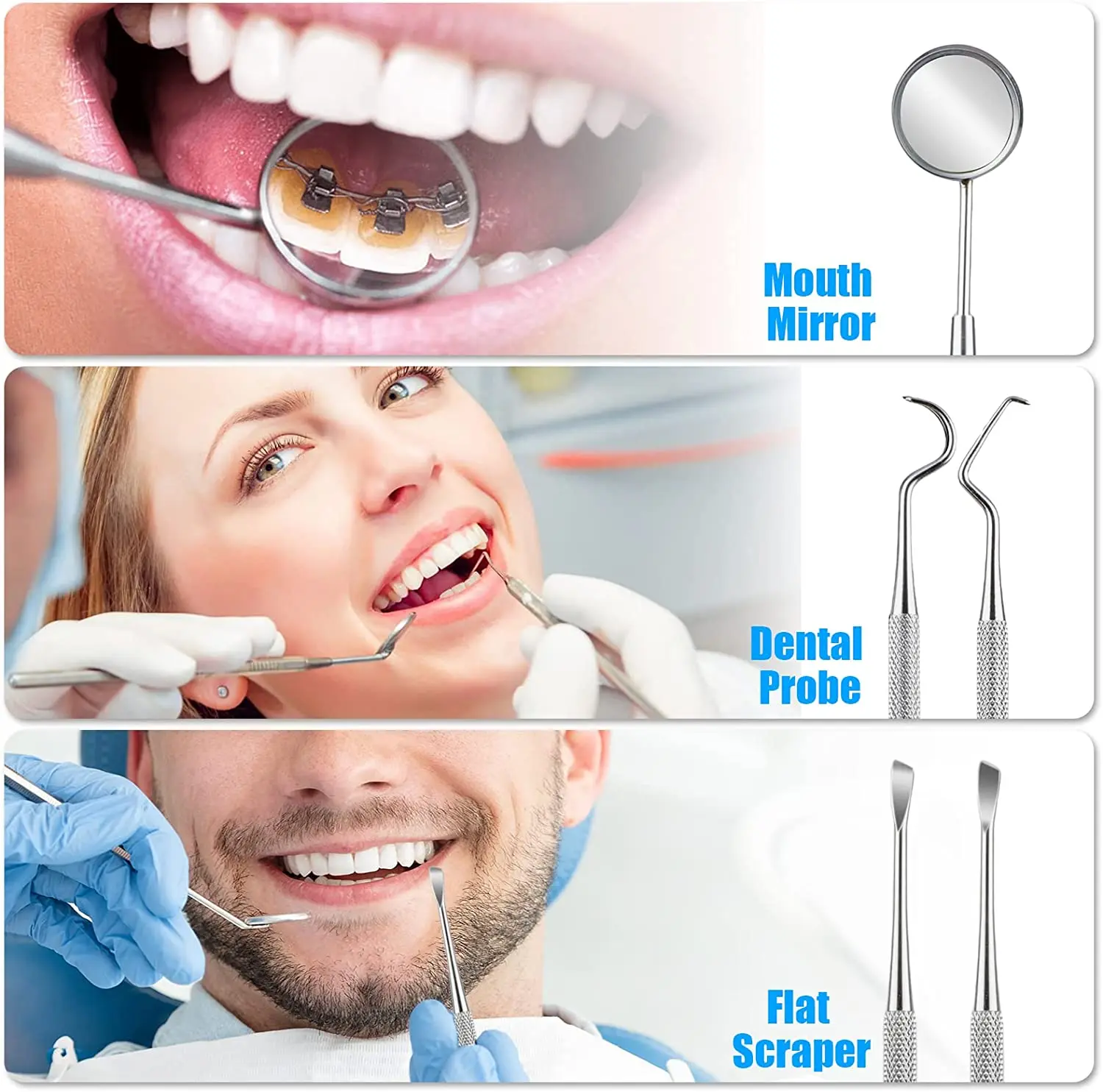 3 個/4 個ステンレス鋼歯科医クリーンツール歯科ミラーダブ - Dental Mirror Probe のレビューと価格