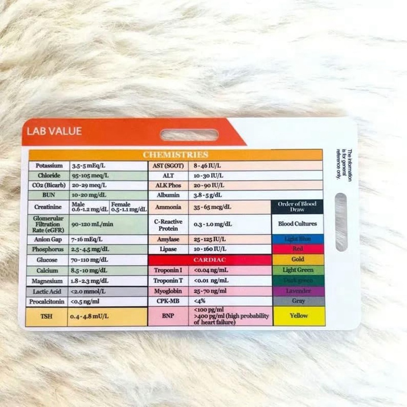 検査値と採血順序のバッジカード、看護師用アクセサリーカード、 - Medical Lab Values のレビューと価格