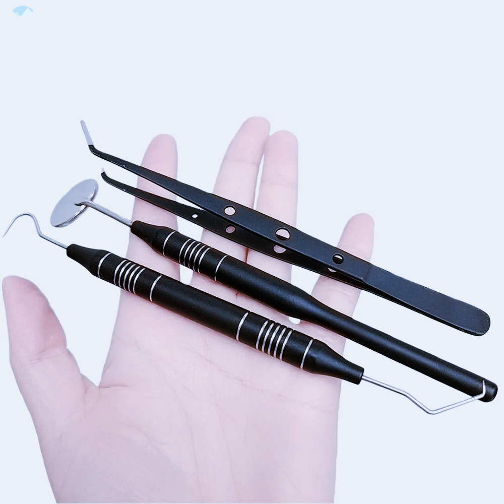 ブラックゴールド3点セット歯科器具 口鏡 プローブ ピンセッ - Dental Mirror Probe のレビューと価格