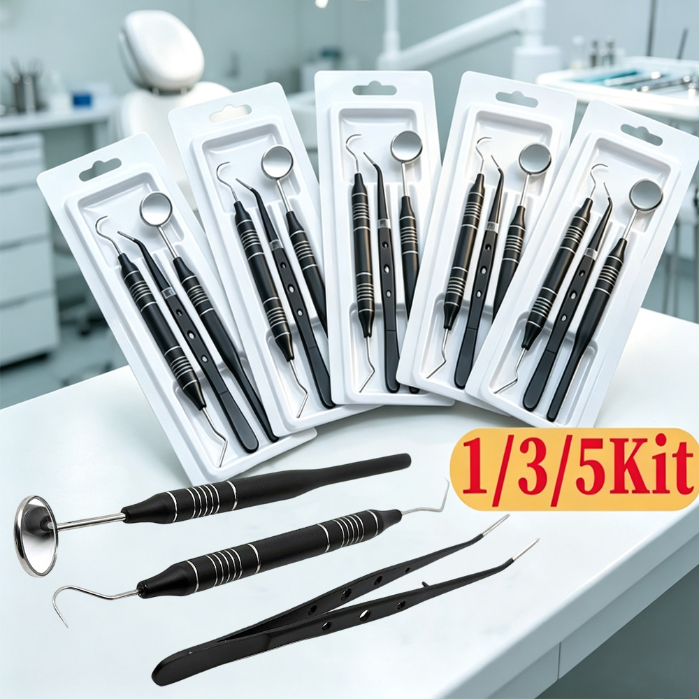 3 セット/5 セット歯科ケア器具キット口鏡ピンセット湾曲し - Dental Mirror Probe のレビューと価格