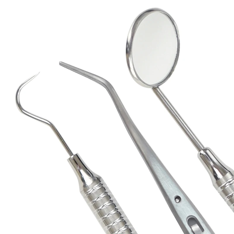 3ピース歯科用ステンレススチール製ミラープローブピンセットキ - Dental Mirror Probe のレビューと価格